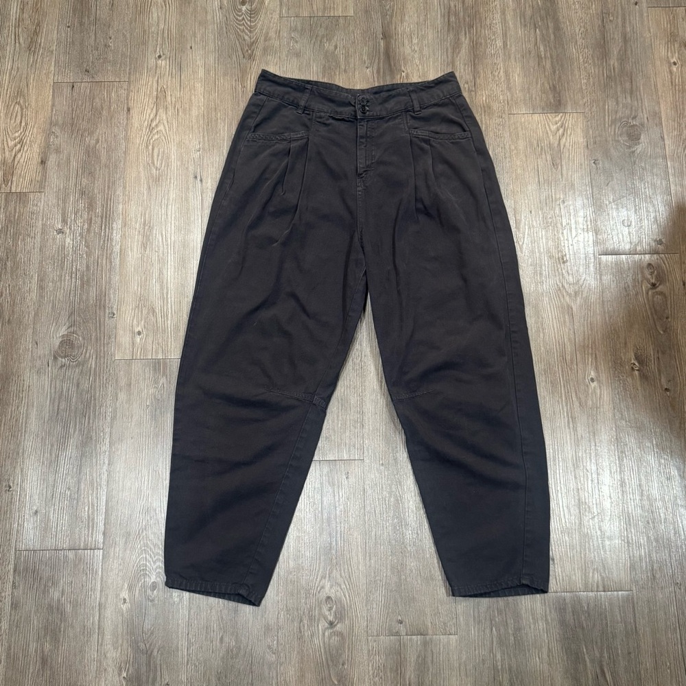 Poetry Black Pleated Barrel Pants